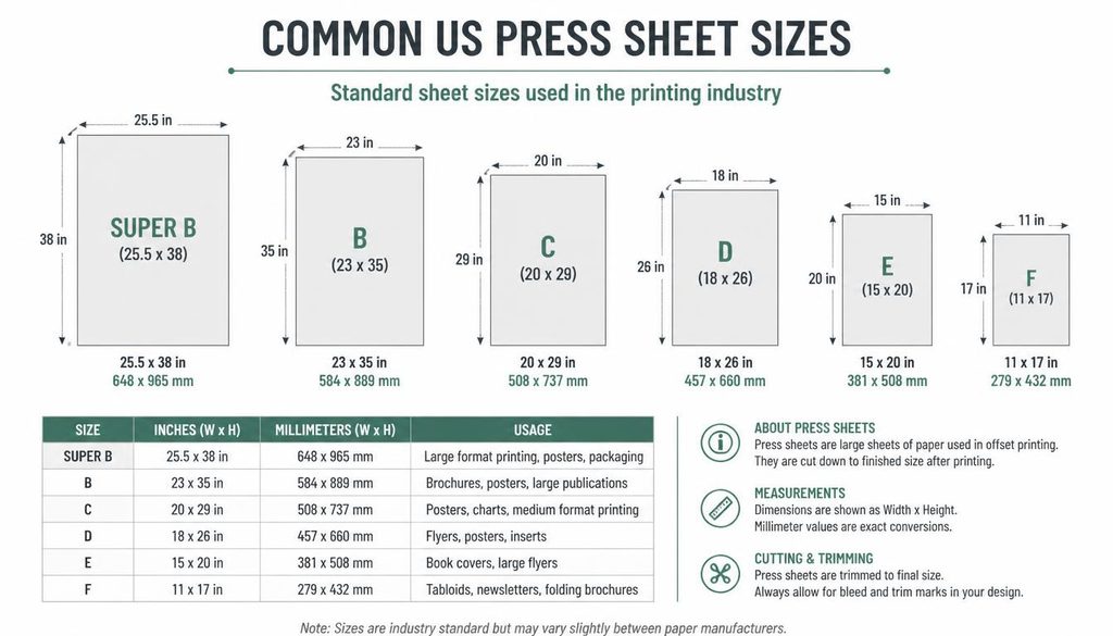 Press Sheet Sizes