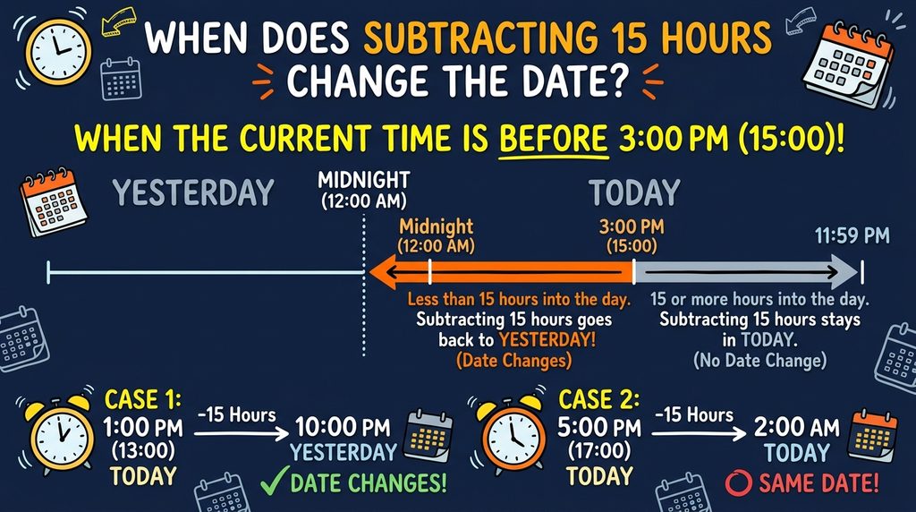 Subtracting 15 Hours